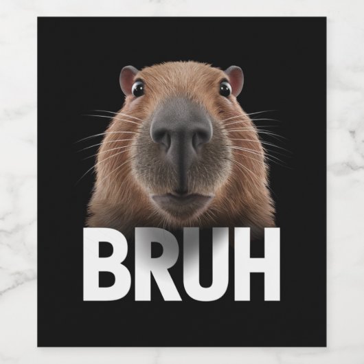 Étiquette Pour Bouteilles De Vin Funny Capybara Bruh (Étiquettes simples)