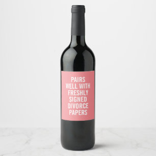 Étiquette Pour Bouteilles De Vin Funny Divorce Papiers Étiquette de vin rose