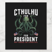 Étiquette Pour Bouteilles De Vin Funny Elections 2024 Cthulhu pour le président (Étiquettes simples)