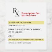Étiquette Pour Bouteilles De Vin Funny Humour Novelty Rx Enseignant d'ordonnance (Étiquettes simples)