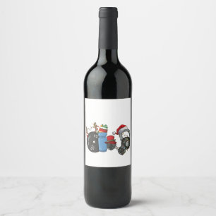 Étiquette Pour Bouteilles De Vin Funny Père Noël Weighlifting Dumbbells Gym Noël