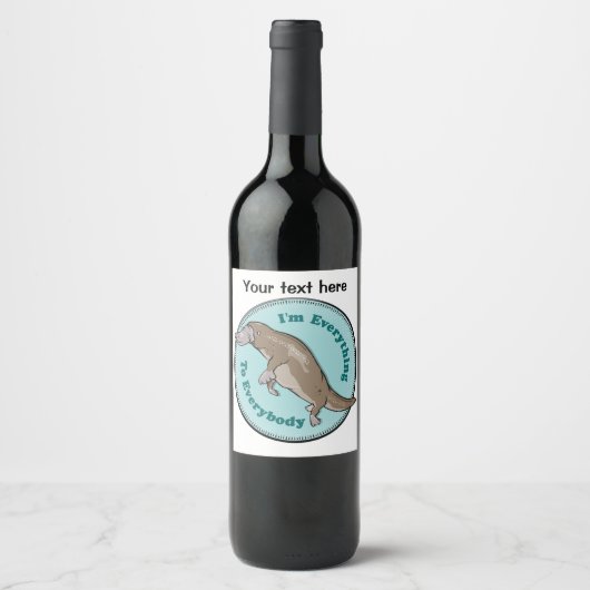 Étiquette Pour Bouteilles De Vin Funny Platypus (Devant)