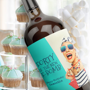 Étiquette Pour Bouteilles De Vin Funny Quarty est le 40e anniversaire de la nouvell