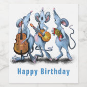 Étiquette Pour Bouteilles De Vin Funny Romantic Mouse Band - Joyeux anniversaire (Étiquettes simples)