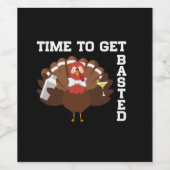 Étiquette Pour Bouteilles De Vin Funny Turkey Time To Get Basted Thanksgiving (Étiquettes simples)