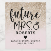 Étiquette Pour Bouteilles De Vin Futur Mme Fucsia et Or Fête de Mariage (Étiquettes simples)