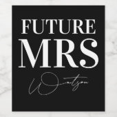 Étiquette Pour Bouteilles De Vin Futur Mme Mariage noir personnalisé (Étiquettes simples)