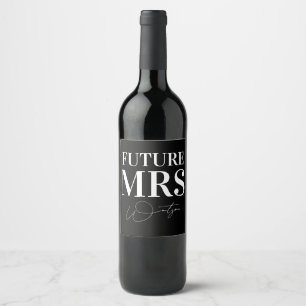 Étiquette Pour Bouteilles De Vin Futur Mme Mariage noir personnalisé