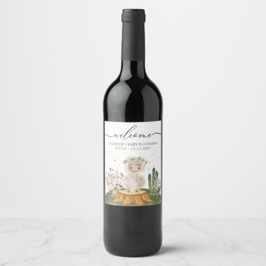 Étiquette Pour Bouteilles De Vin Future maman de moutons de la forêt (Devant)