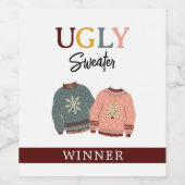Étiquette Pour Bouteilles De Vin Gagnante de Festive Ugly Sweater (Étiquettes simples)