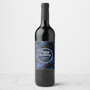 Étiquette Pour Bouteilles De Vin Galaxies colorées, étoiles et planètes
