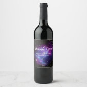Étiquette Pour Bouteilles De Vin Galaxies violettes Mariage Merci (Devant)