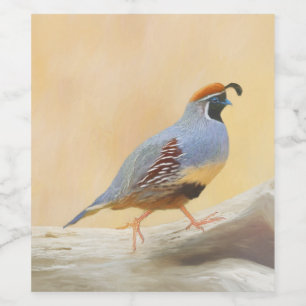 Étiquette Pour Bouteilles De Vin Gambrel's Quail Painting Original Bird Art