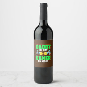 Étiquette Pour Bouteilles De Vin Gamer Art Daddy Et Gamer Par Nuit