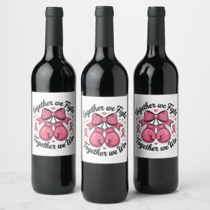 Étiquette Pour Bouteilles De Vin Gants de boxe Ruban Rose Sensibilisation au cancer