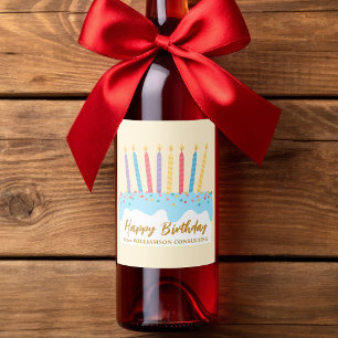 Étiquette Pour Bouteilles De Vin Gâteau d'anniversaire Chic Étiquette de fête perso