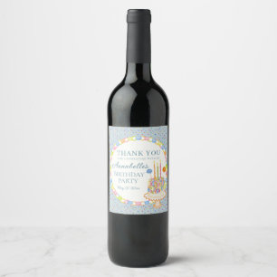 Étiquette Pour Bouteilles De Vin Gâteau de fête d'anniversaire Blue Cue the Confett
