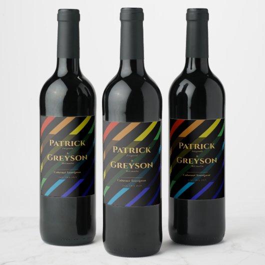 Étiquette Pour Bouteilles De Vin Gay Men Wedding Elegant Rainbow (Bouteilles)