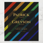 Étiquette Pour Bouteilles De Vin Gay Men Wedding Elegant Rainbow (Étiquettes simples)