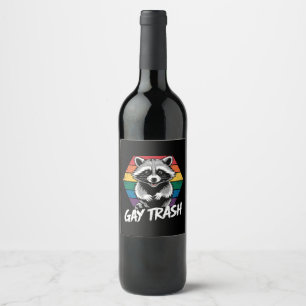 Étiquette Pour Bouteilles De Vin Gay Trash Raccoon LGBTQ Pride Vintage