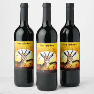 Étiquette Pour Bouteilles De Vin Gazelle Antelope africaine animal sauvage
