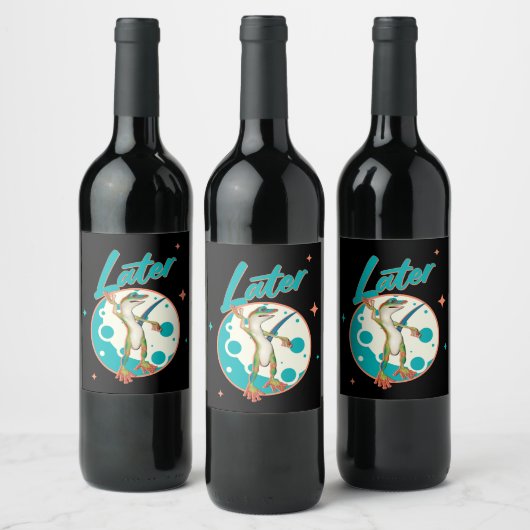 Étiquette Pour Bouteilles De Vin Gecko drôle plus tard (Bouteilles)