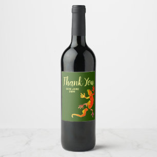 Étiquette Pour Bouteilles De Vin Gecko faune reptile moderne merci cadeau