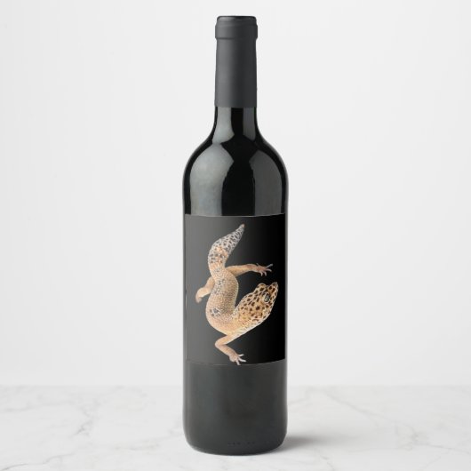 Étiquette Pour Bouteilles De Vin Gecko léopard (Devant)