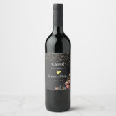 Étiquette Pour Bouteilles De Vin Géométrique dorée (Devant)