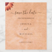 Étiquette Pour Bouteilles De Vin Gerbera Flower sur Mariage de pêche Abstrait (Étiquettes simples)