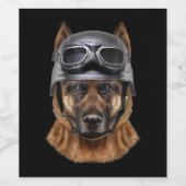 Étiquette Pour Bouteilles De Vin German Shepherd Dog, Biker (Étiquettes simples)