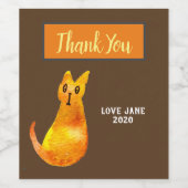 Étiquette Pour Bouteilles De Vin Ginger cat mignon aquarelle illustration art (Étiquettes simples)