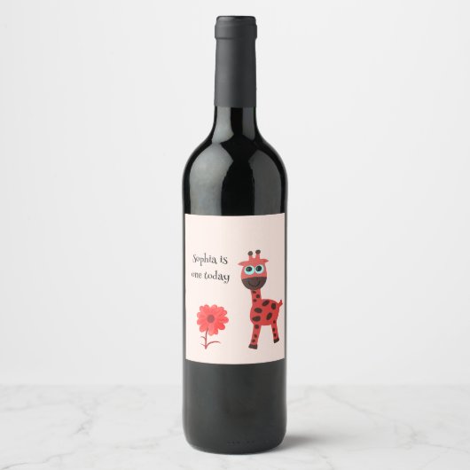 Étiquette Pour Bouteilles De Vin girafe rouge (Devant)