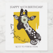 Étiquette Pour Bouteilles De Vin Giraffe Cool Jaune Anniversaire (Étiquettes simples)