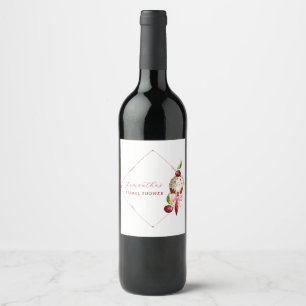 Étiquette Pour Bouteilles De Vin Glace Rose Cerise Rouge Ramassée à la Cuillère pou