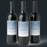 Étiquette Pour Bouteilles De Vin Glam Blue Parties scintillant Drip 60th Birthday P<br><div class="desc">Ces étiquettes chics de bouteille de vin de soixantième anniversaire ont une bordure brillante bleue faux parties scintillant et bleu ombre arrière - plan. Personnalisez-les avec son nom en écriture manuscrite bleue,  avec son anniversaire et la date ci-dessous en police bleue sans serif.</div>