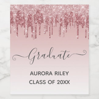 Étiquette Pour Bouteilles De Vin Glam Blush Pink Gold Driding Parties scintillant G