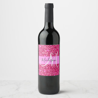 Étiquette Pour Bouteilles De Vin Glam Girly Hot rose Parties scintillant étincelles