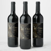 Étiquette Pour Bouteilles De Vin Glam Gold Art Déco Peacocs Mariage (Bouteilles)