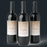 Étiquette Pour Bouteilles De Vin Glam Gold Parties scintillant Drip 80th Birthday P<br><div class="desc">Ces étiquettes chic de bouteille de vin de 80e anniversaire ont une bordure brillante de parties scintillant faux or et arrière - plan d'or sombre. Personnalisez-les avec son nom en écriture manuscrite brune,  avec son anniversaire et la date ci-dessous en police brune sans serif.</div>