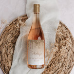 Étiquette Pour Bouteilles De Vin Glam Gold Parties scintillant Drip 90th Birthday P<br><div class="desc">Ces étiquettes chic de bouteille de vin de 90e anniversaire ont une bordure brillante de parties scintillant fausse  et or ombre arrière - plan. Personnalisez-les avec son nom en écriture manuscrite brune,  avec son anniversaire et la date ci-dessous en police brune sans serif.</div>
