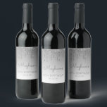Étiquette Pour Bouteilles De Vin Glam Silver Parties scintillant Drip 30th Birthday<br><div class="desc">Ces étiquettes chic de bouteille de vin de trentième anniversaire ont une bordure brillante en faux argent de parties scintillant et en argent ombre arrière - plan. Personnalisez-les avec son nom en écriture manuscrite grise,  avec son anniversaire et la date ci-dessous en caractères serif.</div>