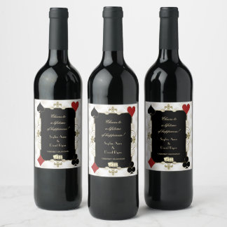 Étiquette Pour Bouteilles De Vin Glamorous Gold Casino Vegas Poker Wedding