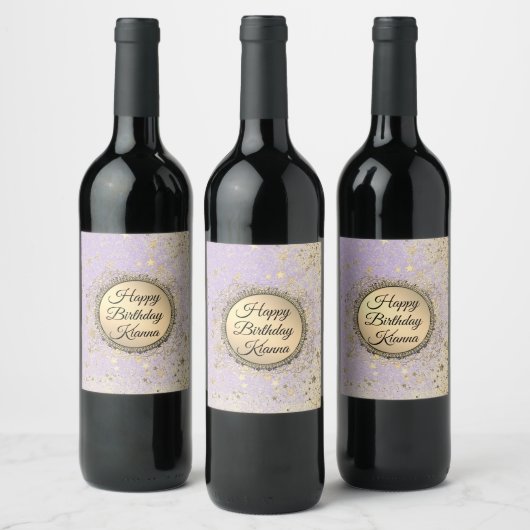 Étiquette Pour Bouteilles De Vin Glitterie Whimsérique Starry Lavender Anniversaire (Bouteilles)