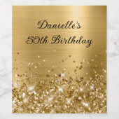 Étiquette Pour Bouteilles De Vin Glittery Edge Gold Foil 50e anniversaire (Étiquettes simples)
