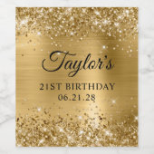 Étiquette Pour Bouteilles De Vin Glittery Gold Foil 21e anniversaire (Étiquettes simples)