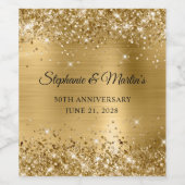 Étiquette Pour Bouteilles De Vin Glittery Gold Foil 50e anniversaire Mariage (Étiquettes simples)