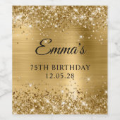Étiquette Pour Bouteilles De Vin Glittery Gold Foil 75e anniversaire (Étiquettes simples)