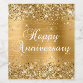 Étiquette Pour Bouteilles De Vin Glittery Gold Foil Bonne Anniversaire (Étiquettes simples)