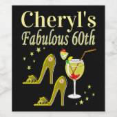 ÉTIQUETTE POUR BOUTEILLES DE VIN GLITZY GOLD 60E ANNIVERSAIRE (Étiquettes simples)